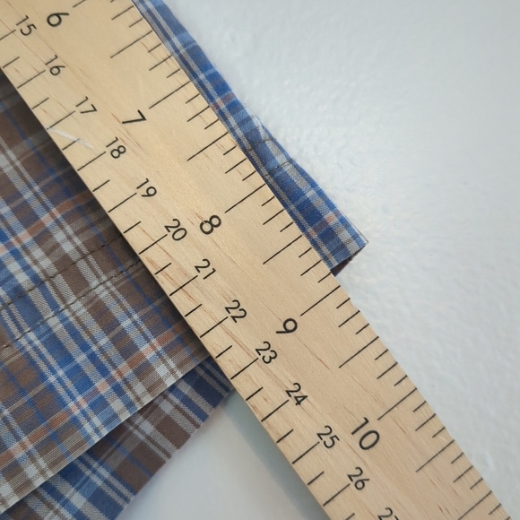 Levi's Shirt Mens Medium Pearl Snap Blue Plaid Short Sleeve Western Cowboy - Picture 10 of 10